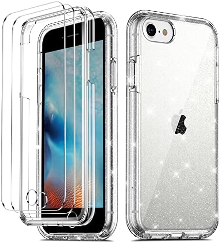 Coolqo תואם לאייפון 8 /iPhone 7 /iPhone 6S /6 מארז, עם [2 x מגן מסך זכוכית מזג] נקה 360 כיסוי